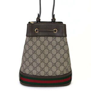 Gucci Leather Brown GG Beige Bucket Ophidia Bag Canvas